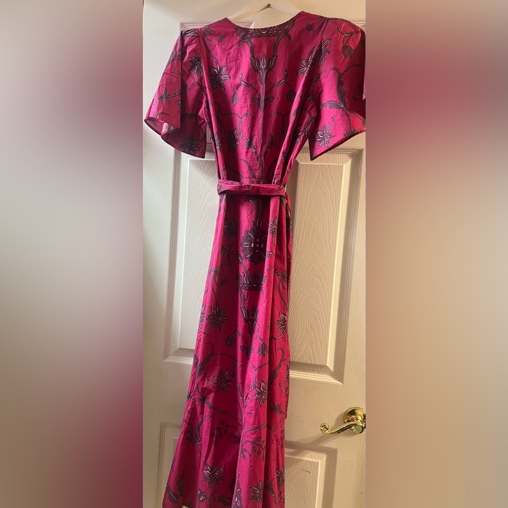 Beyond by Vera fuschia link floral waist tie small Anthropologie boho chic flaws - Picture 6 of 10